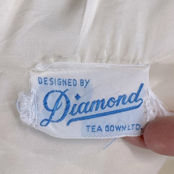 Vintage Diamond Tea Gown Cream Sleeveless Cropped Wide Leg Culotte Jumpsuit M - Picture 3 of 16